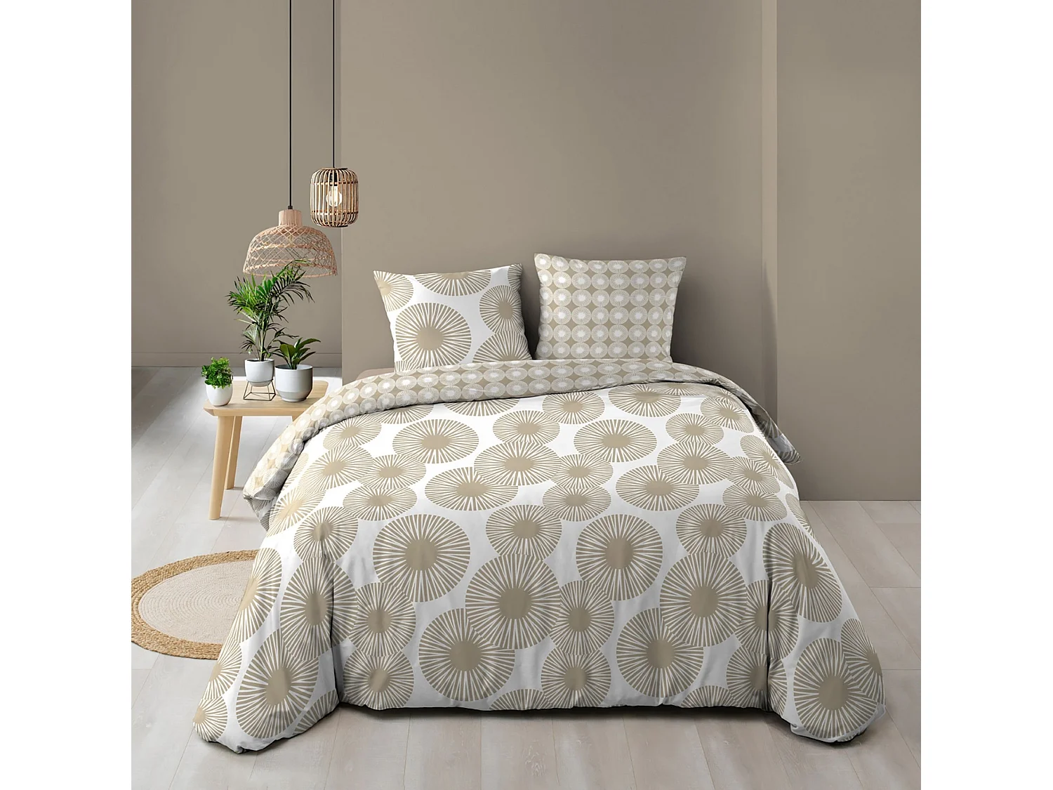 Parure de Lit 3 Pièces "Nebulla" 260x240cm Beige