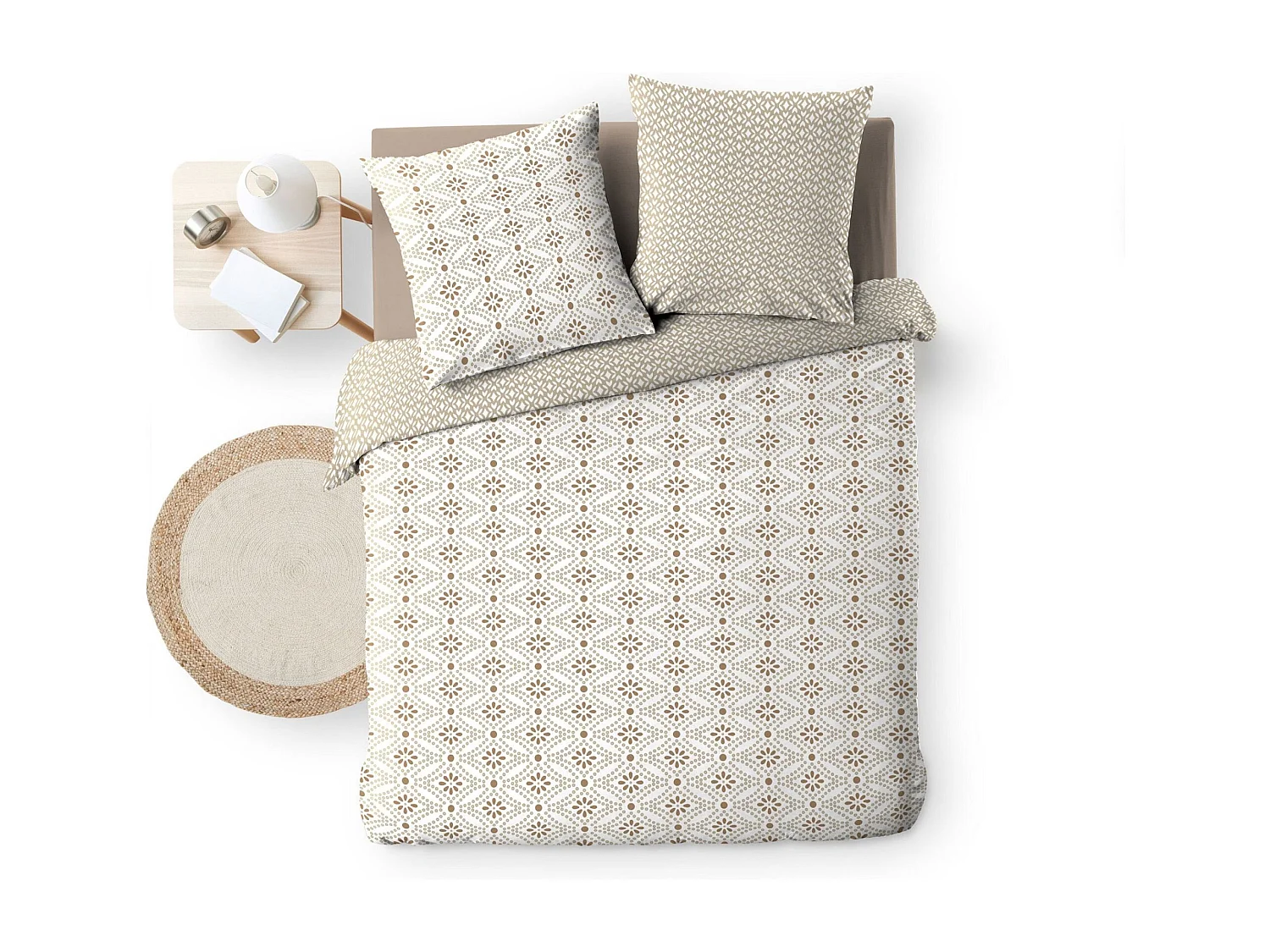 Parure de Lit 3 Pièces "Brianna" 260x240cm Beige