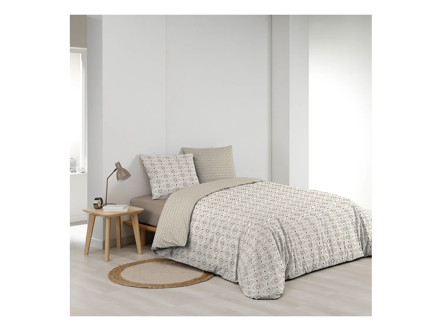 Parure de Lit 3 Pièces "Brianna" 260x240cm Beige