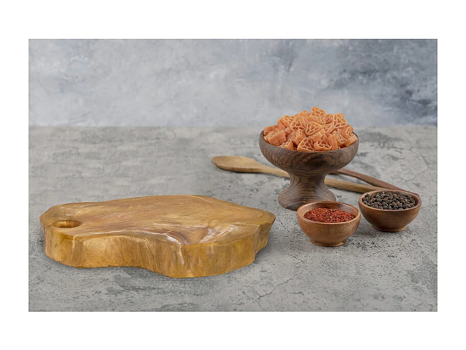 Planche à découper artisanale L.30 cm en bois de teck naturel - PLANK