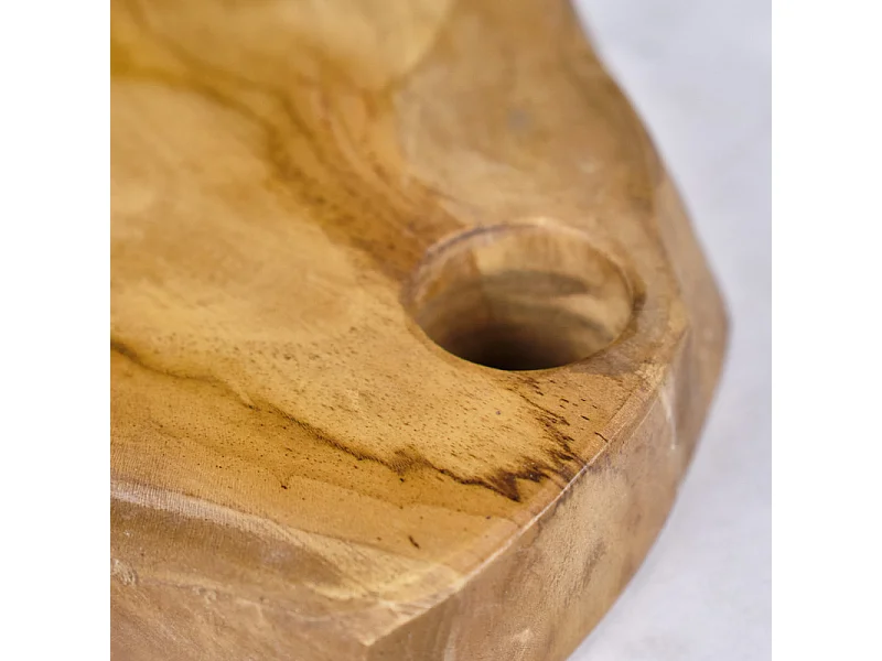 Planche à découper artisanale L.30 cm en bois de teck naturel - PLANK