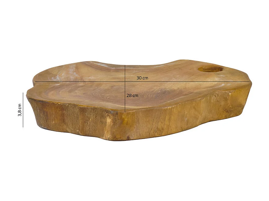 Planche à découper artisanale L.30 cm en bois de teck naturel - PLANK