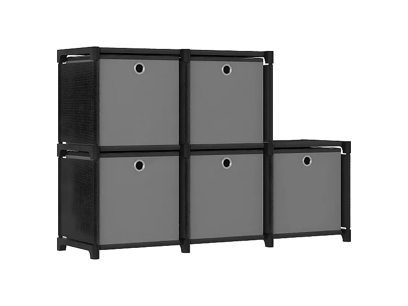 Étagère d'affichage 5 cubes et boîtes Noir 103x30x72,5 Tissu