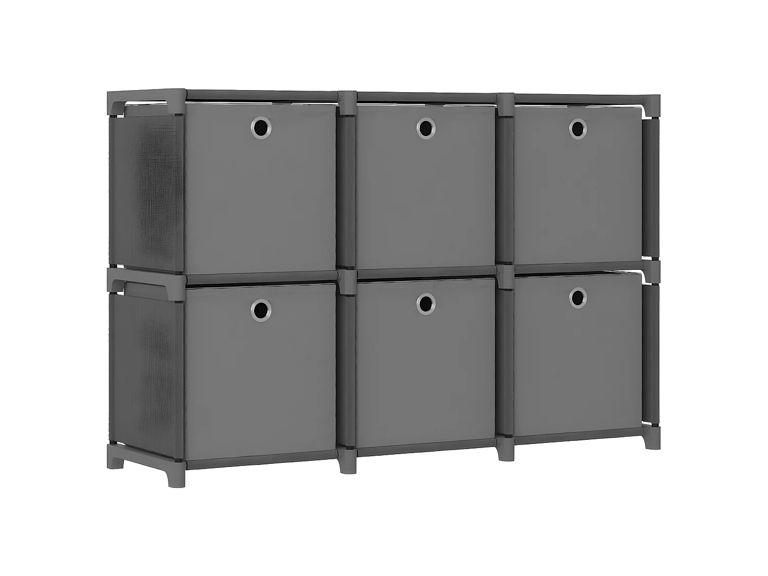 Étagère d'affichage 6 cubes et boîtes Gris 103x30x72,5 Tissu