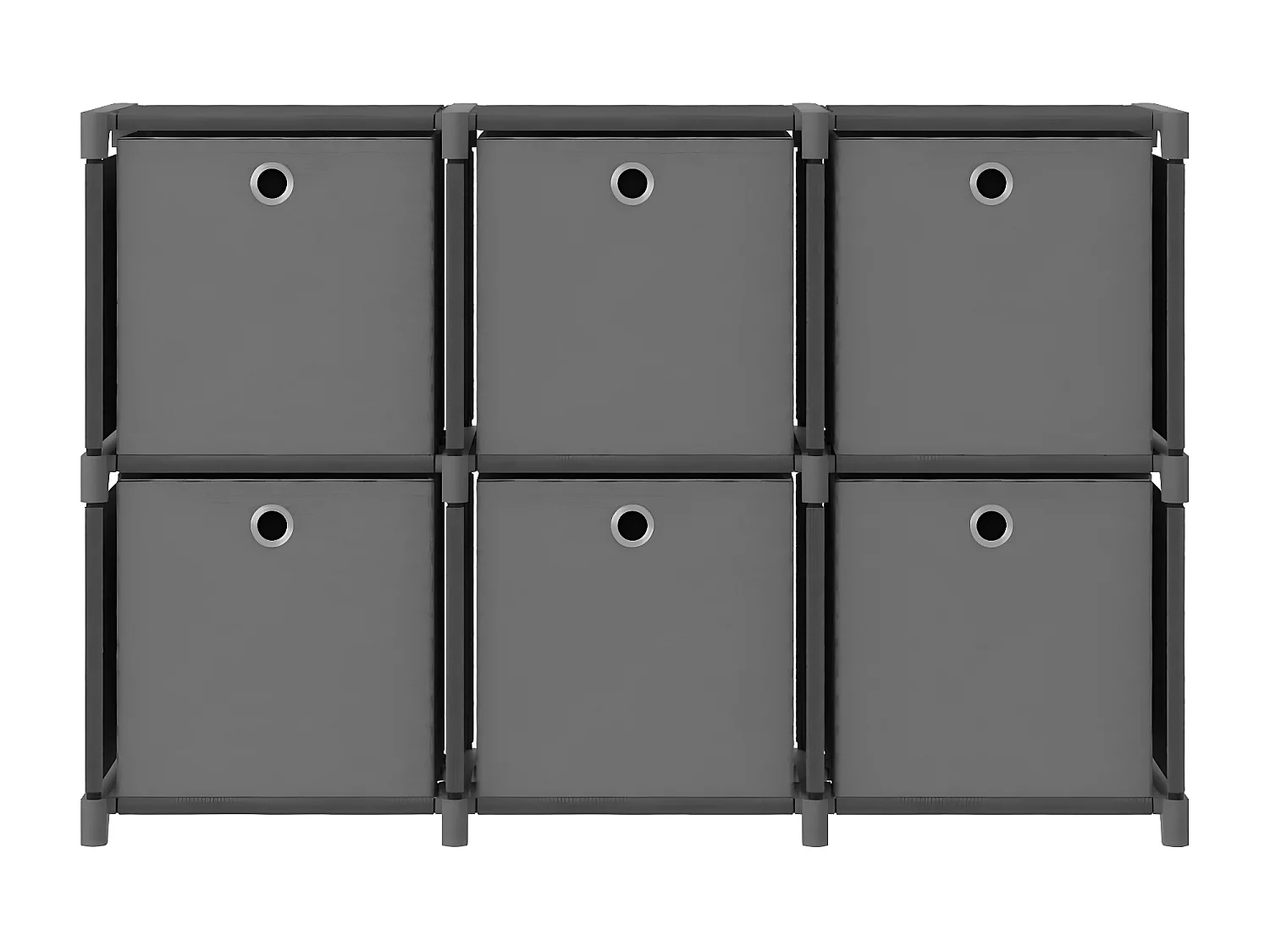 Étagère d'affichage 6 cubes et boîtes Gris 103x30x72,5 Tissu