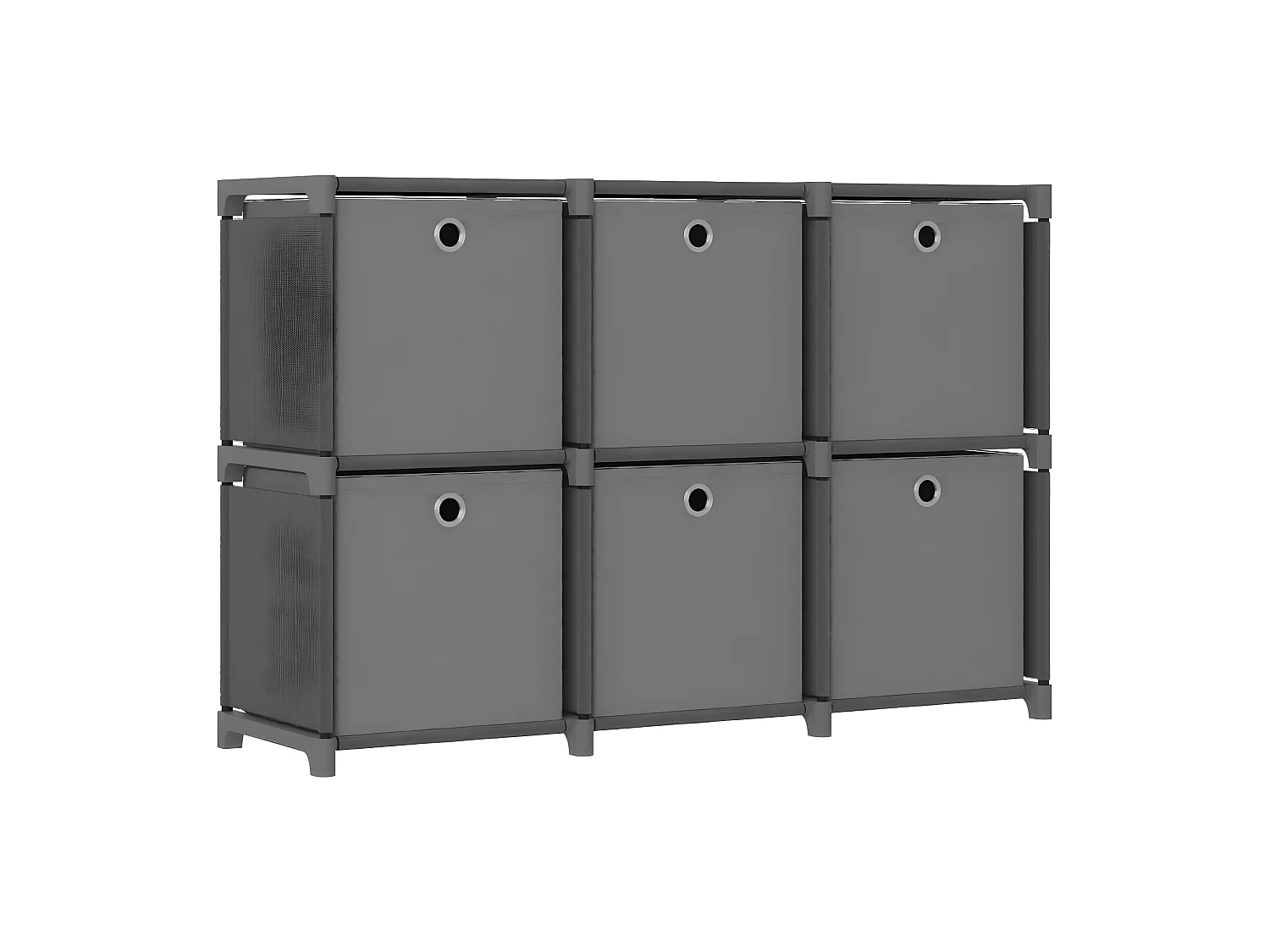 Étagère d'affichage 6 cubes et boîtes Gris 103x30x72,5 Tissu