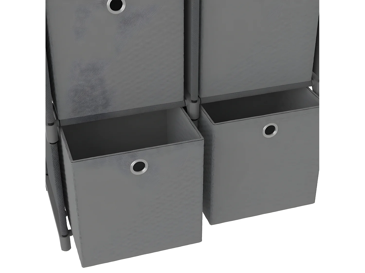 Étagère d'affichage 6 cubes et boîtes Gris 103x30x72,5 Tissu