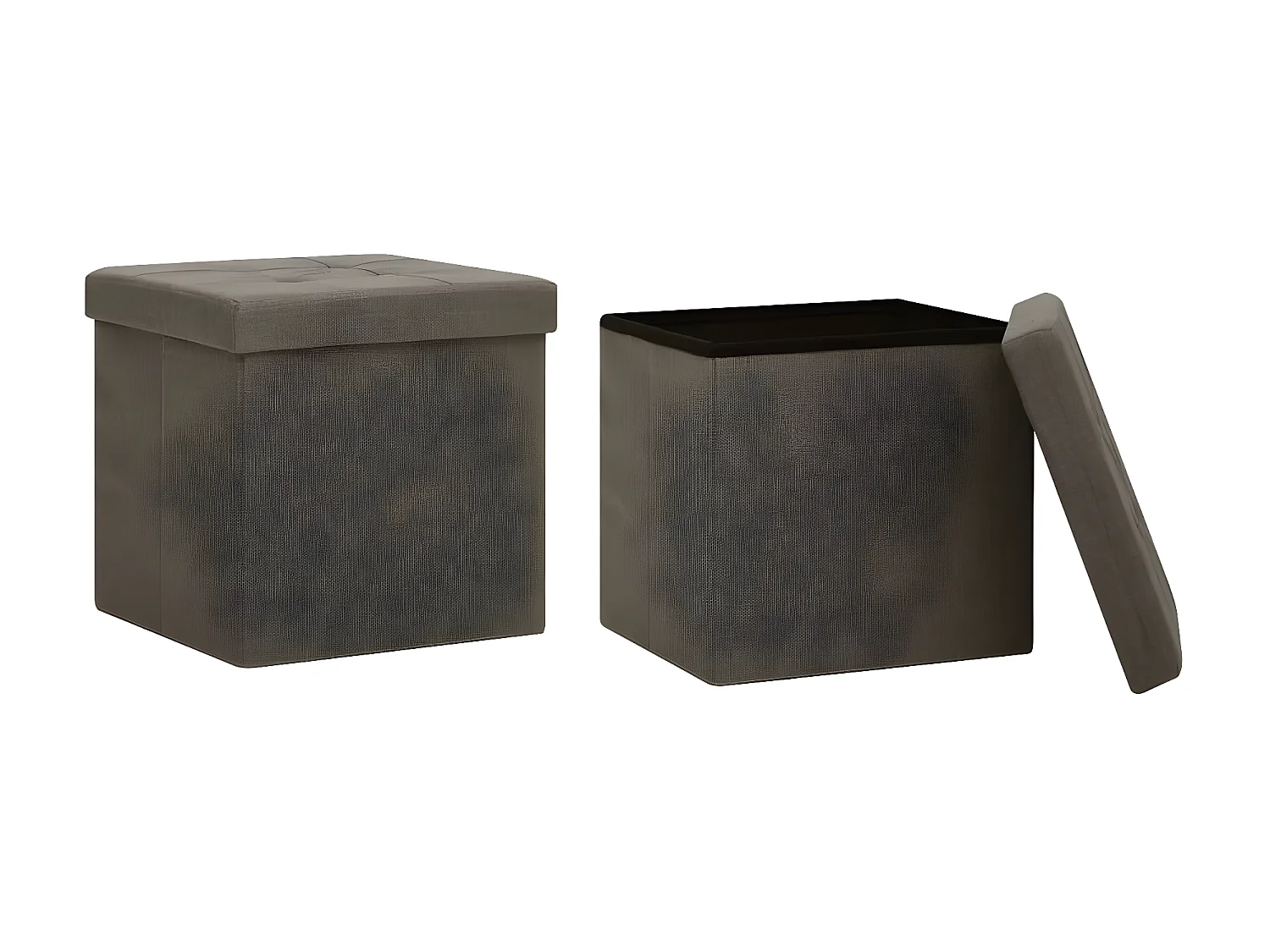 Tabourets de rangement pliables 2 pcs Marron Faux lin