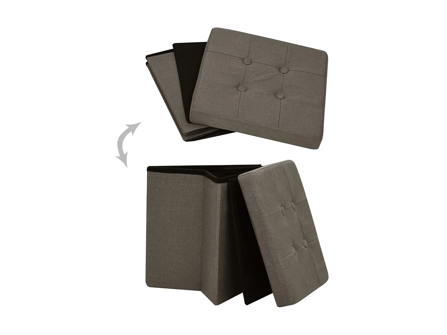 Tabourets de rangement pliables 2 pcs Marron Faux lin