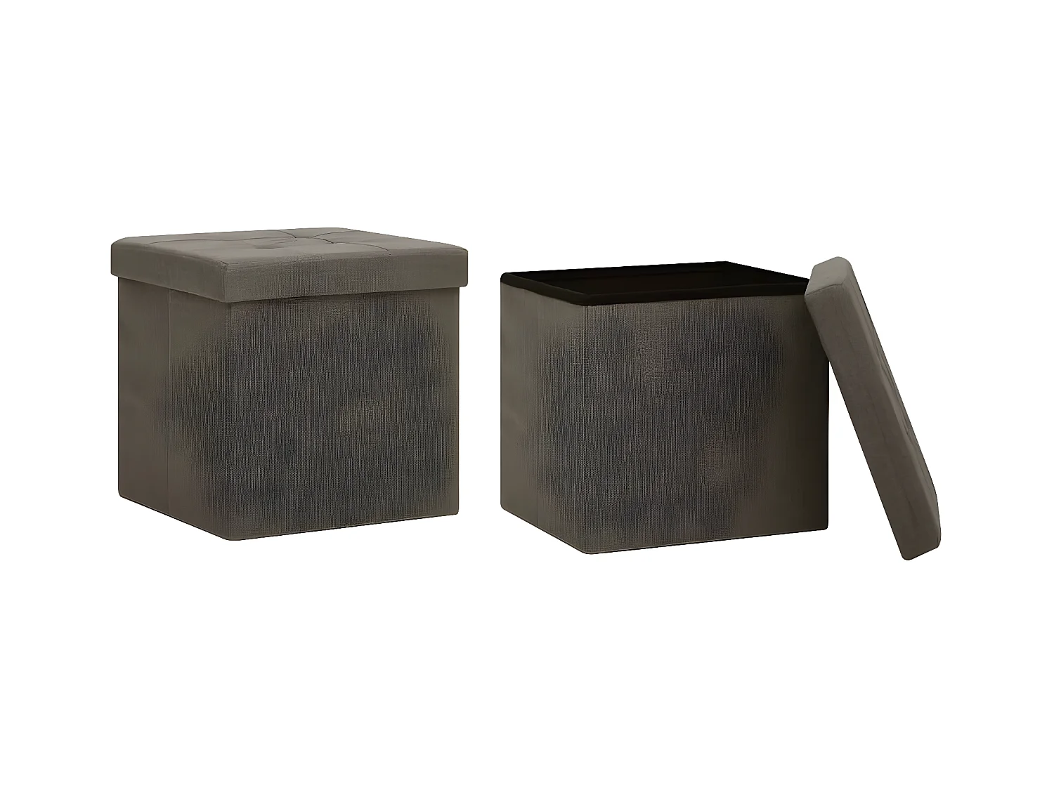Tabourets de rangement pliables 2 pcs Marron Faux lin