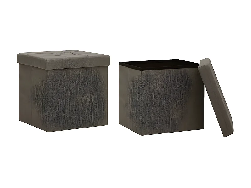 Tabourets de rangement pliables 2 pcs Marron Faux lin