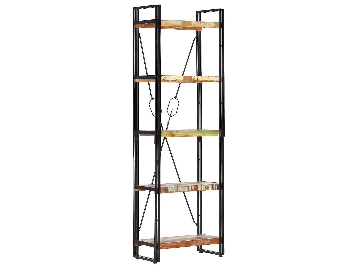 Bibliothèque 5 niveaux 60x30x180 Bois solide de récupération