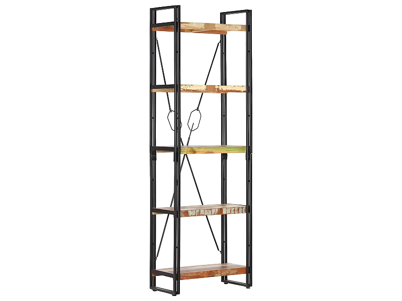 Bibliothèque 5 niveaux 60x30x180 Bois solide de récupération