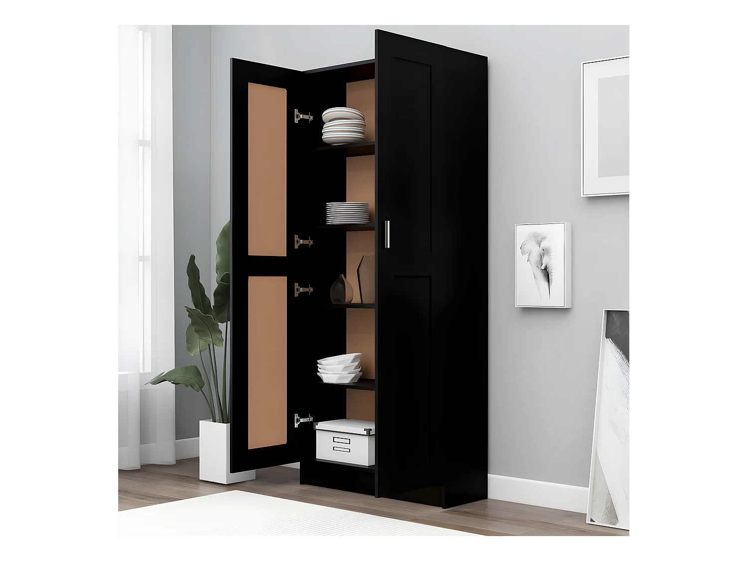 Bibliothèque Noir 82,5x30,5x185,5