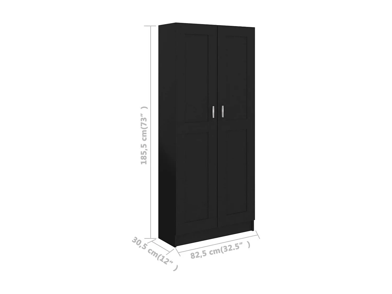 Armoire multifonction 2 portes Kala 82cm - Un rangement tout-en-un pour votre maison-Noir