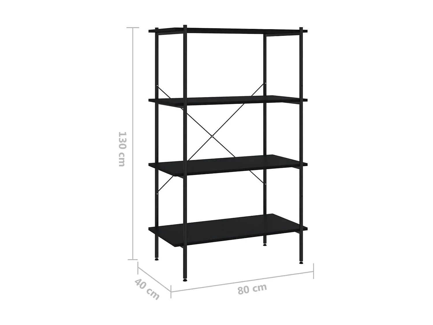 Étagère à 4 niveaux Noir 80x40x130