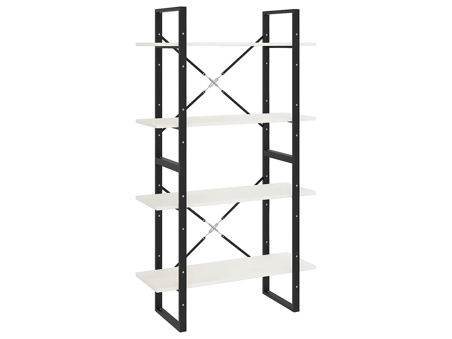 Bibliothèque à 4 niveaux Blanc 80x30x140 Bois de pin massif