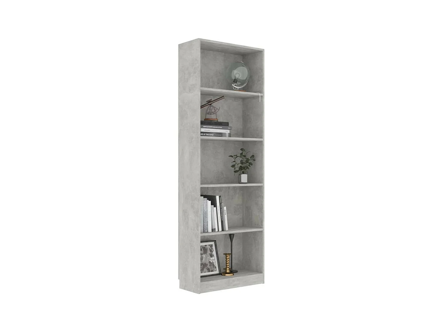 Bibliothèque à 5 niveaux Gris béton 60x24x175
