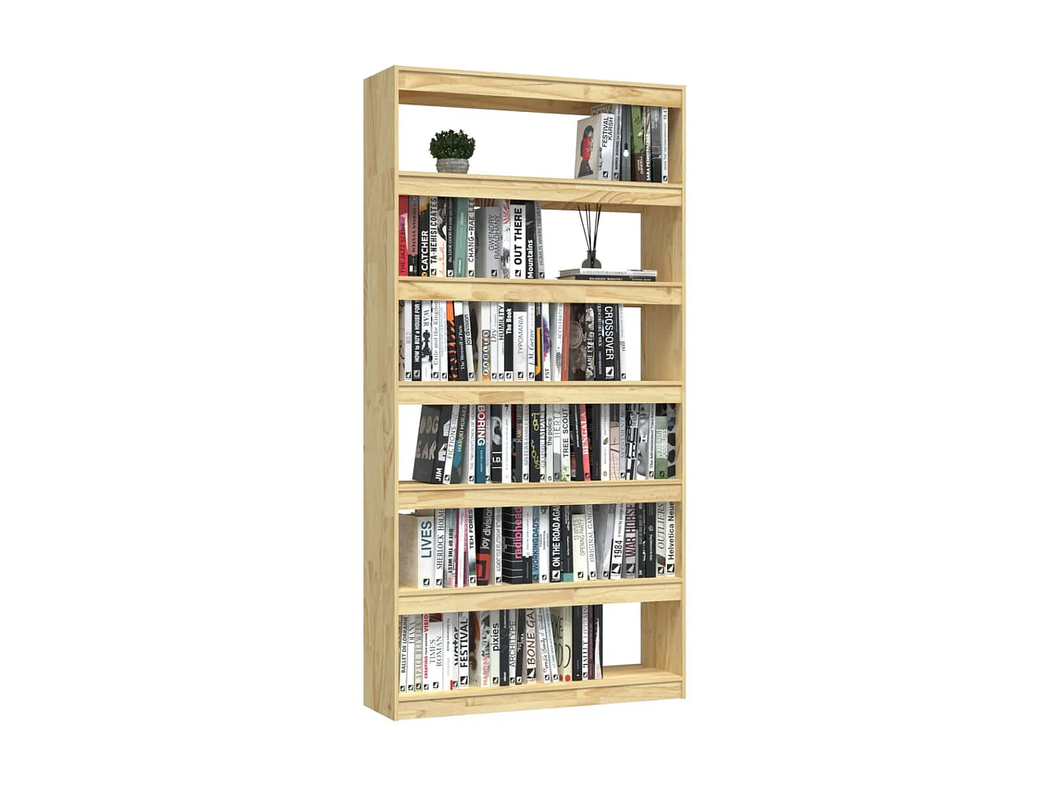 Bibliothèque-Séparateur de pièce 100x30x200 Pin massif