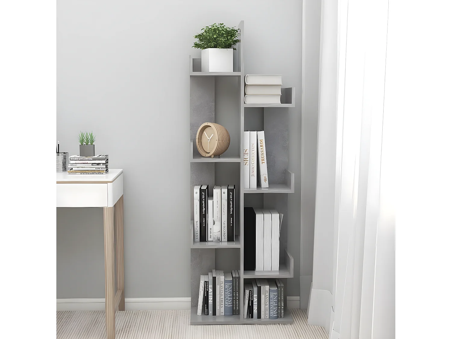 Bibliothèque Gris béton 48x25,5x140