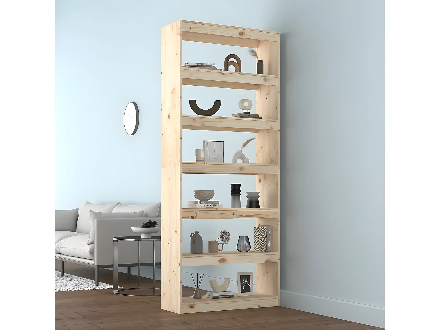 Bibliothèque-Séparateur de pièce 80x30x199,5 Pin massif