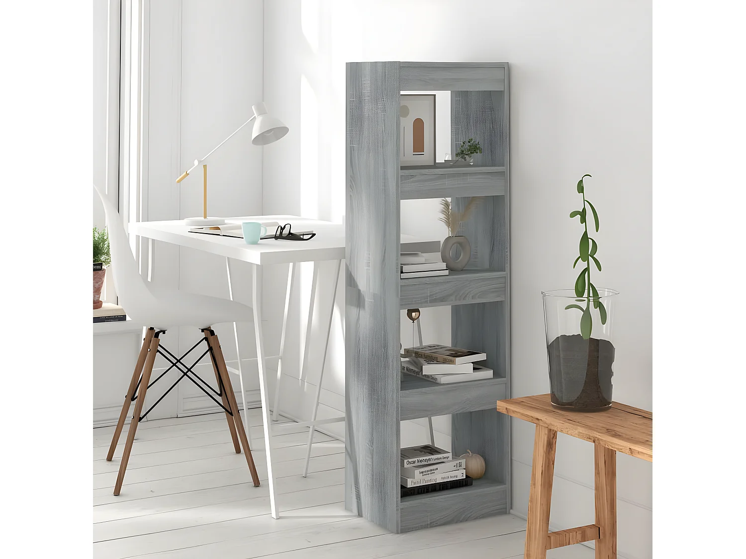 Bibliothèque-Séparateur de pièce Sonoma gris 40x30x135