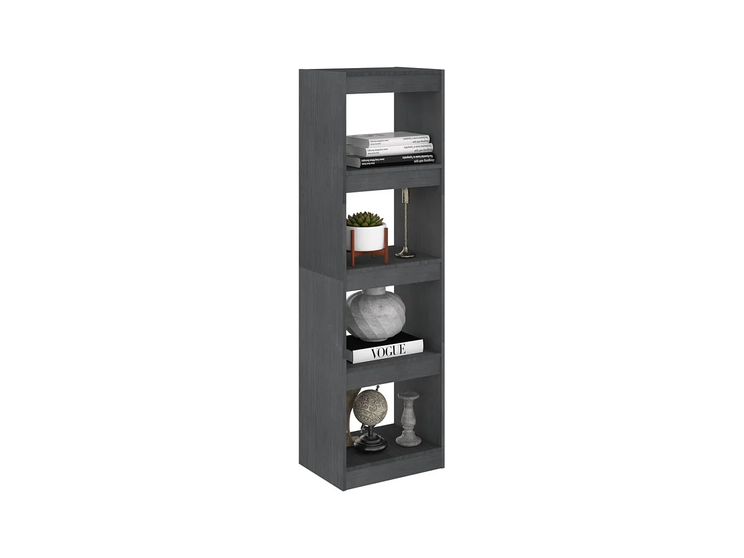 Bibliothèque-Séparateur de pièce Gris 40x30x135,5 Pin massif