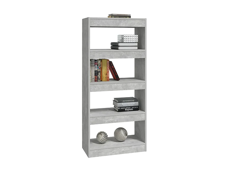 Bibliothèque-Cloison Gris béton 60x30x135 Bois d'ingénierie