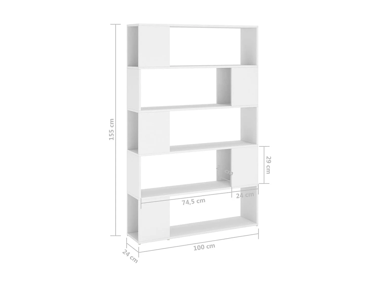 Bibliothèque Séparateur de pièce Blanc 100x24x155