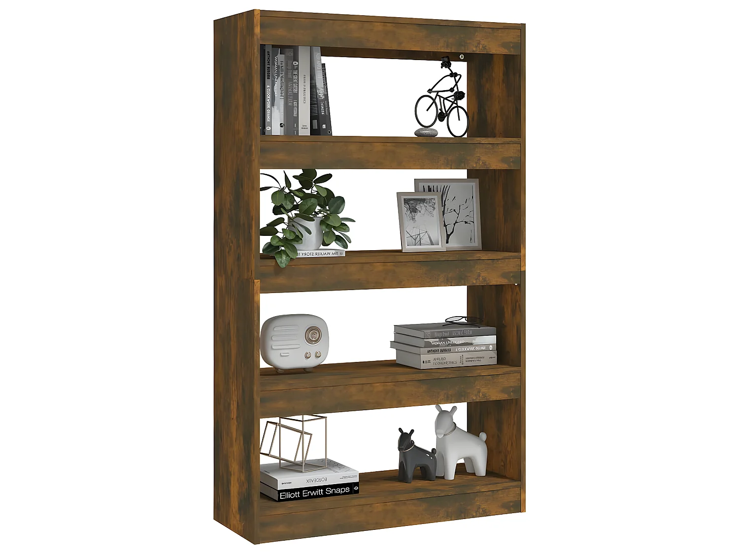 Bibliothèque-Séparateur de pièce Chêne fumé 80x30x135