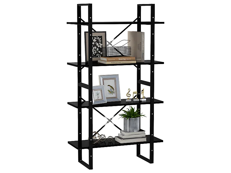 Bibliothèque à 4 niveaux Noir 80x30x140