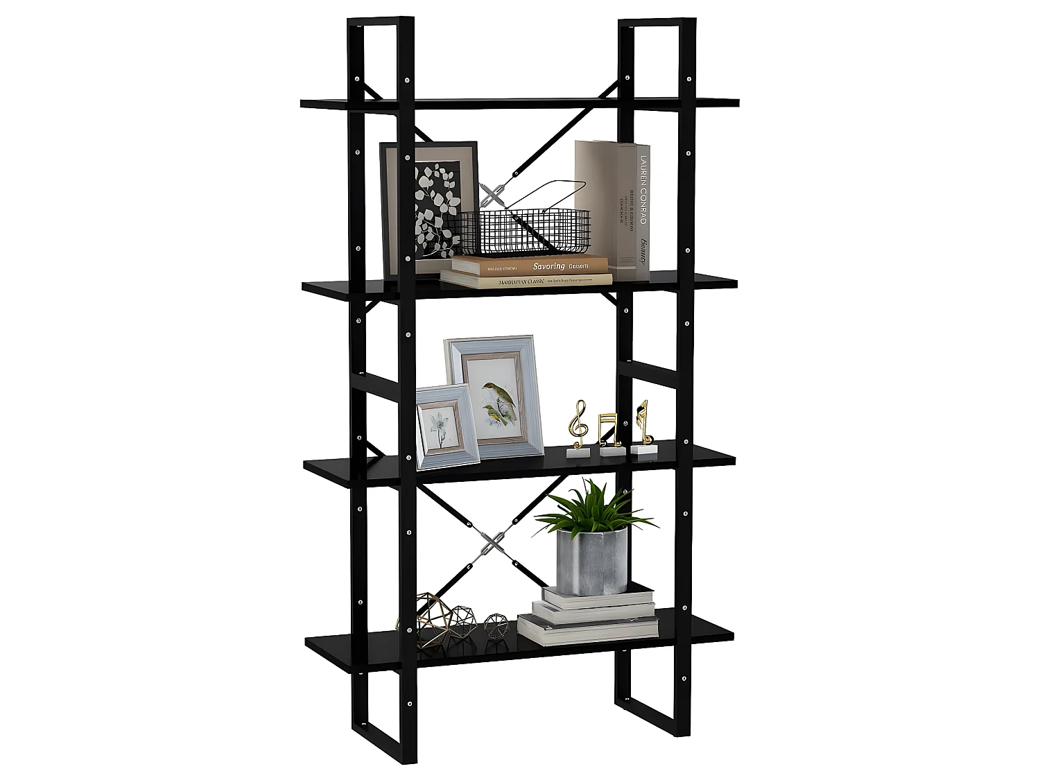 Bibliothèque à 4 niveaux Noir 80x30x140