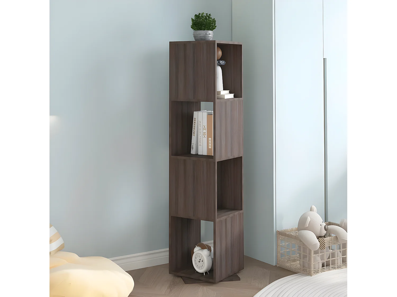 Armoire rotative Gris et chêne 34,5x34,5x147,5