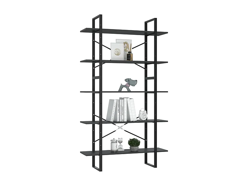 Bibliothèque à 5 niveaux Gris 100x30x175