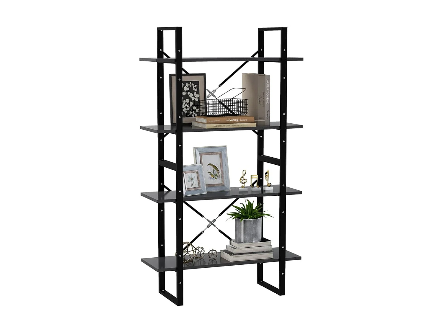 Bibliothèque à 4 niveaux Gris 80x30x140