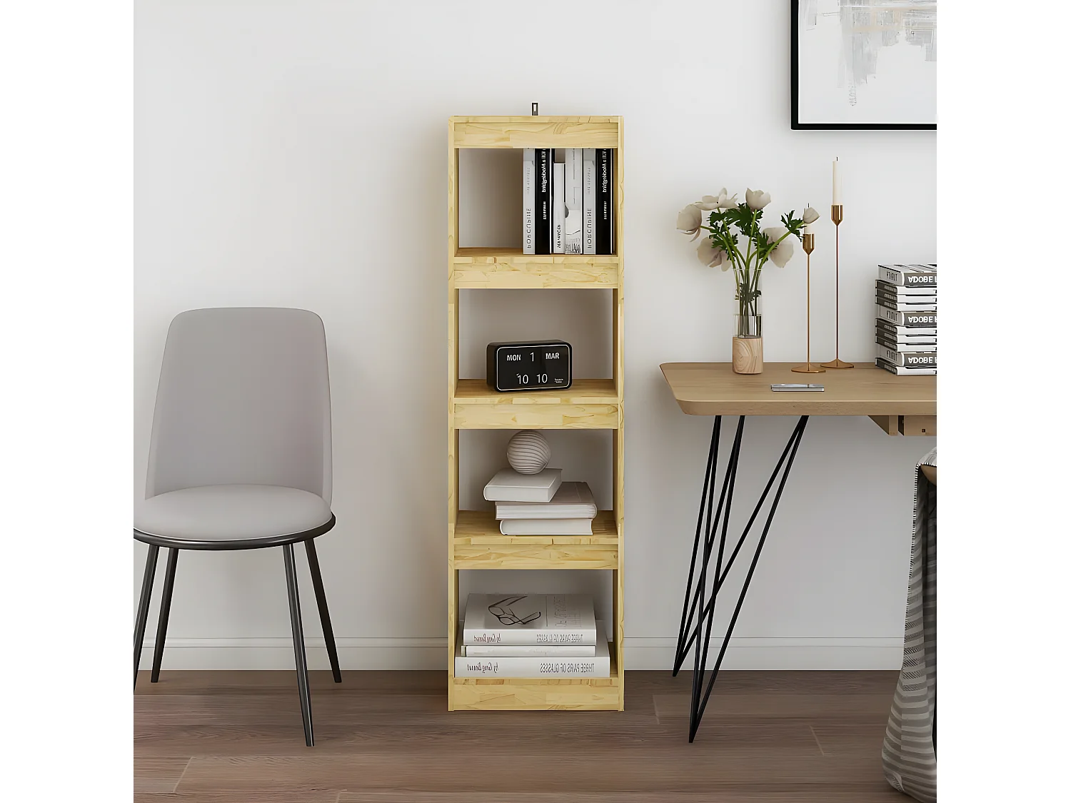 Bibliothèque-Séparateur de pièce 40x30x135,5 Pin massif