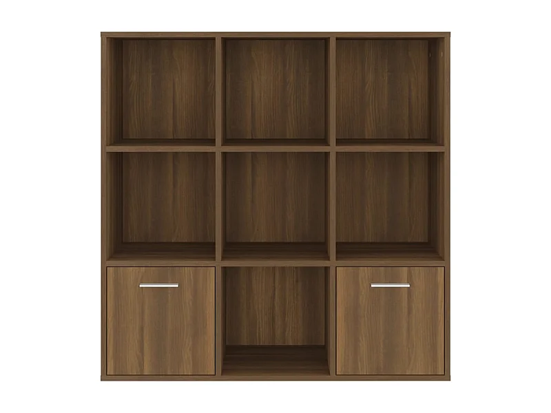 Bibliothèque étagère en bois Valika 98cm - 7 niches 2 portes-Marron