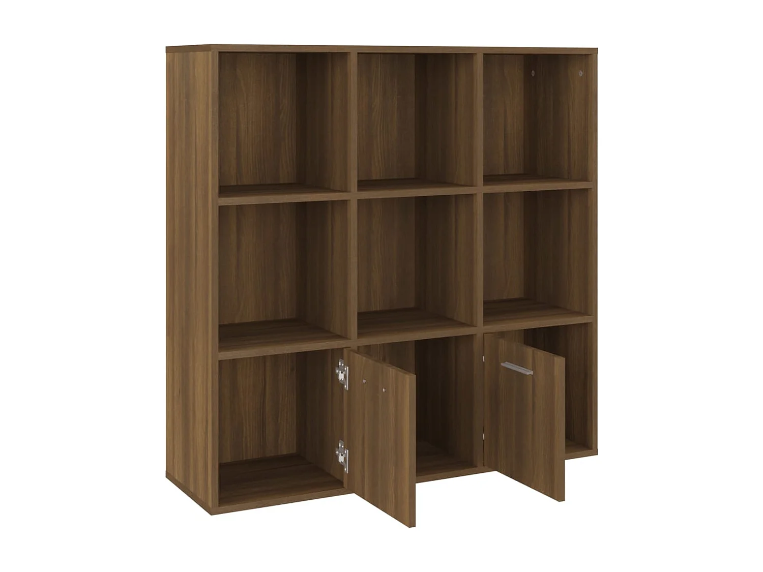 Bibliothèque étagère en bois Valika 98cm - 7 niches 2 portes-Marron