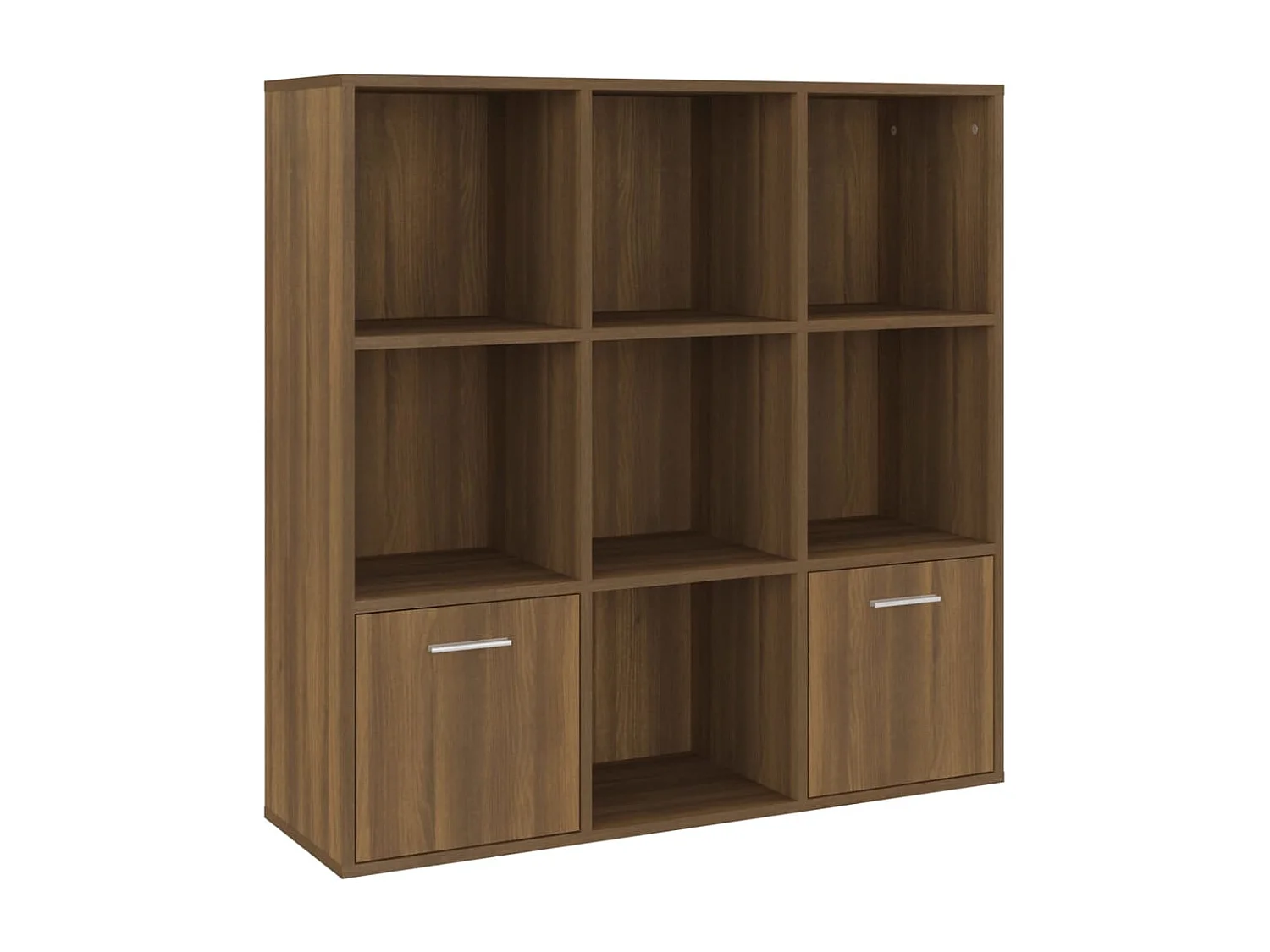 Bibliothèque étagère en bois Valika 98cm - 7 niches 2 portes-Marron