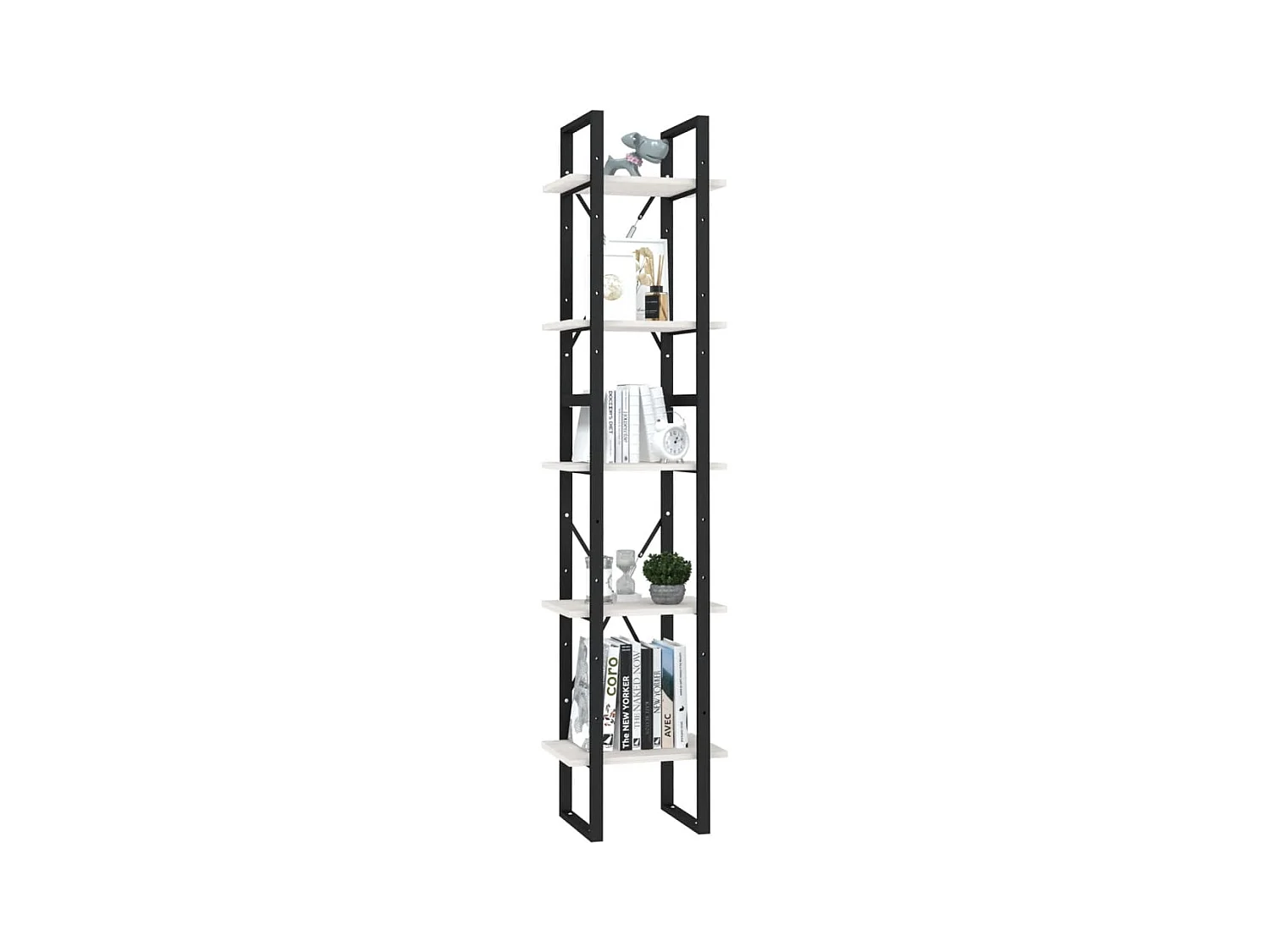 Bibliothèque à 5 niveaux Blanc 40x30x175 Bois de pin