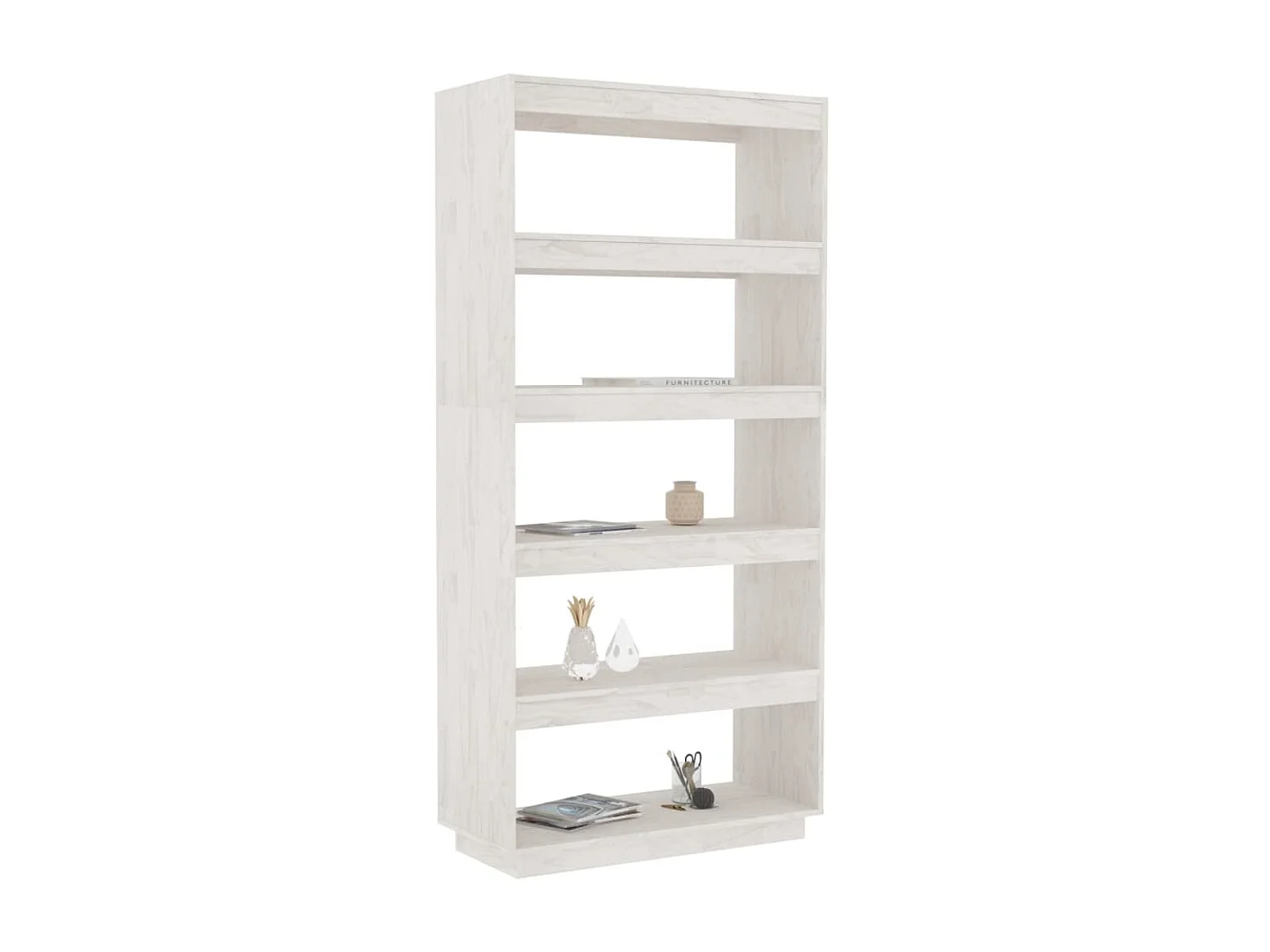 Bibliothèque-Séparateur de pièce Blanc 80x35x167 Pin massif