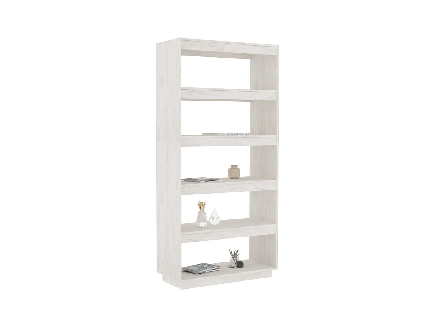 Bibliothèque-Séparateur de pièce Blanc 80x35x167 Pin massif