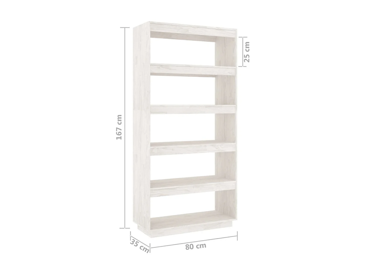 Bibliothèque-Séparateur de pièce Blanc 80x35x167 Pin massif
