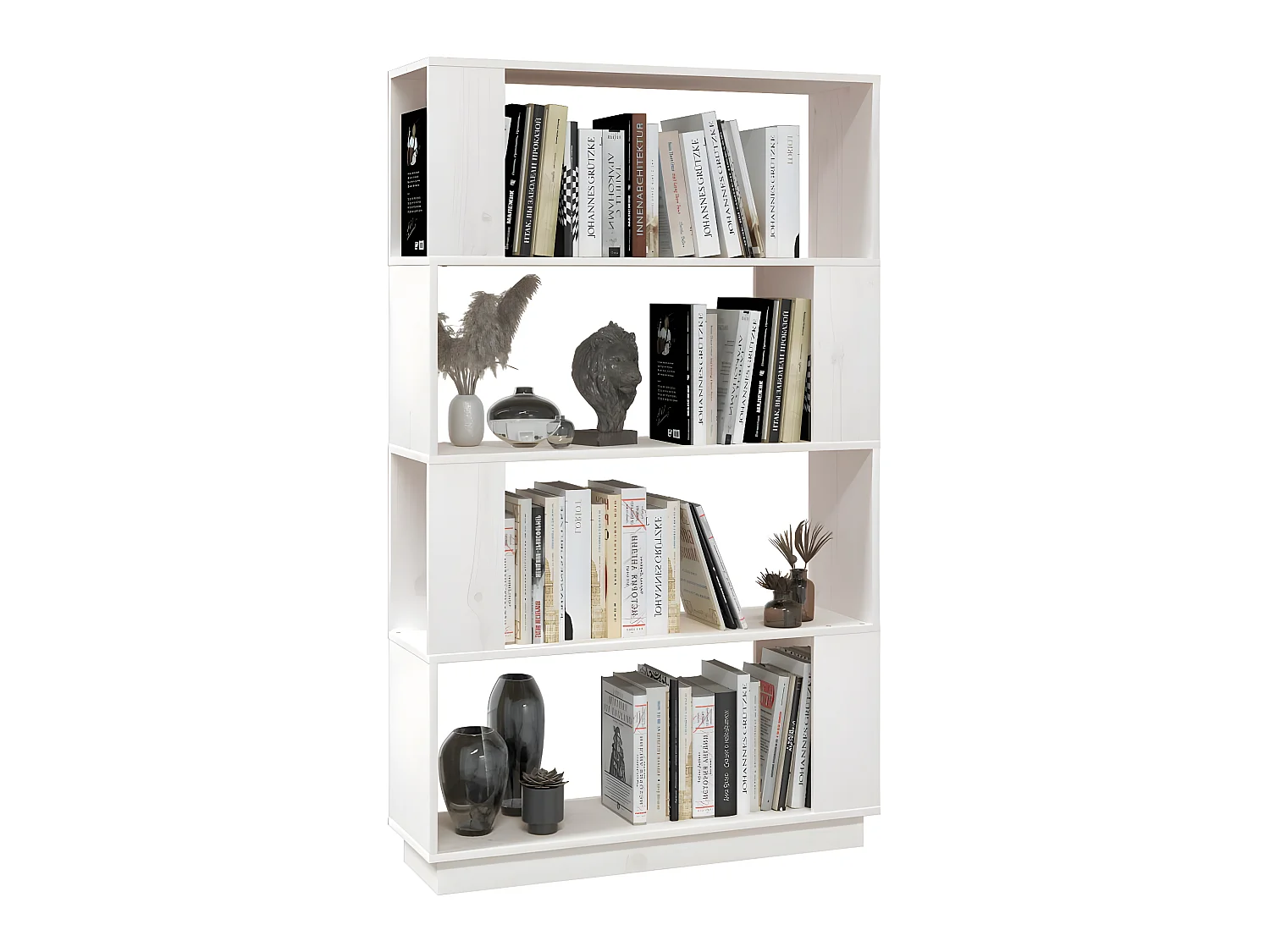 Bibliothèque-Séparateur de pièce Blanc 80x25x132 Pin solide
