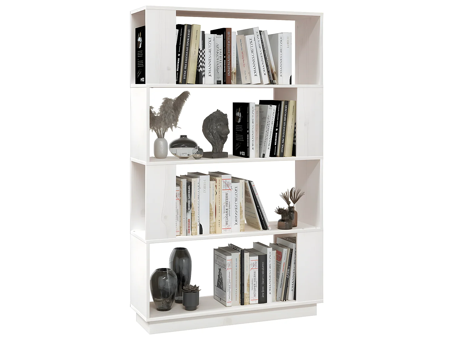 Bibliothèque-Séparateur de pièce Blanc 80x25x132 Pin solide