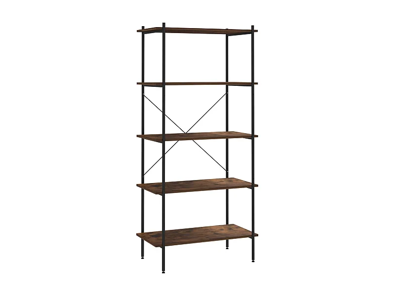 Étagère à 5 niveaux Noir et bois foncé 80x40x163
