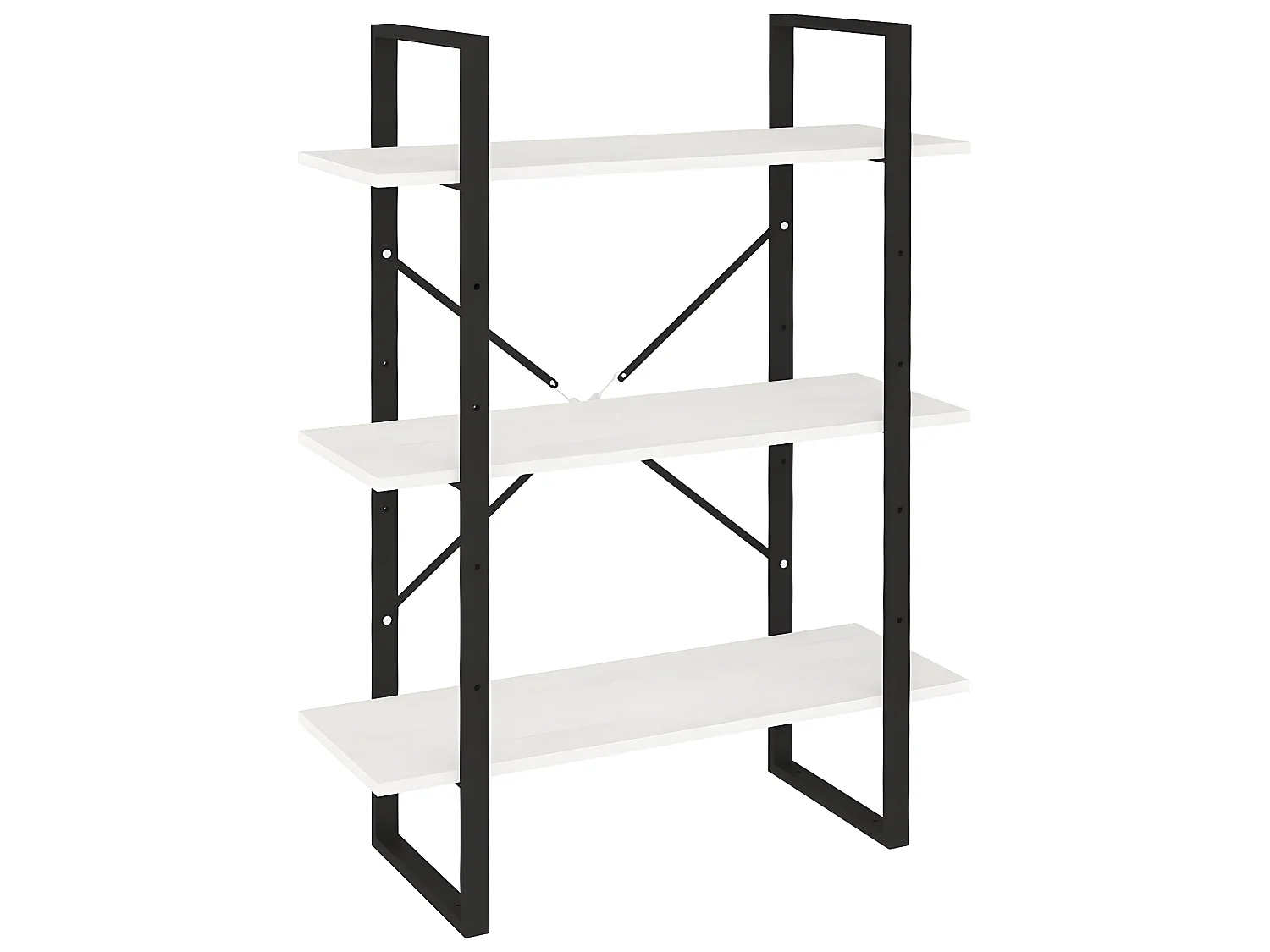 Bibliothèque à 3 niveaux Blanc 80x30x105 Bois de pin massif