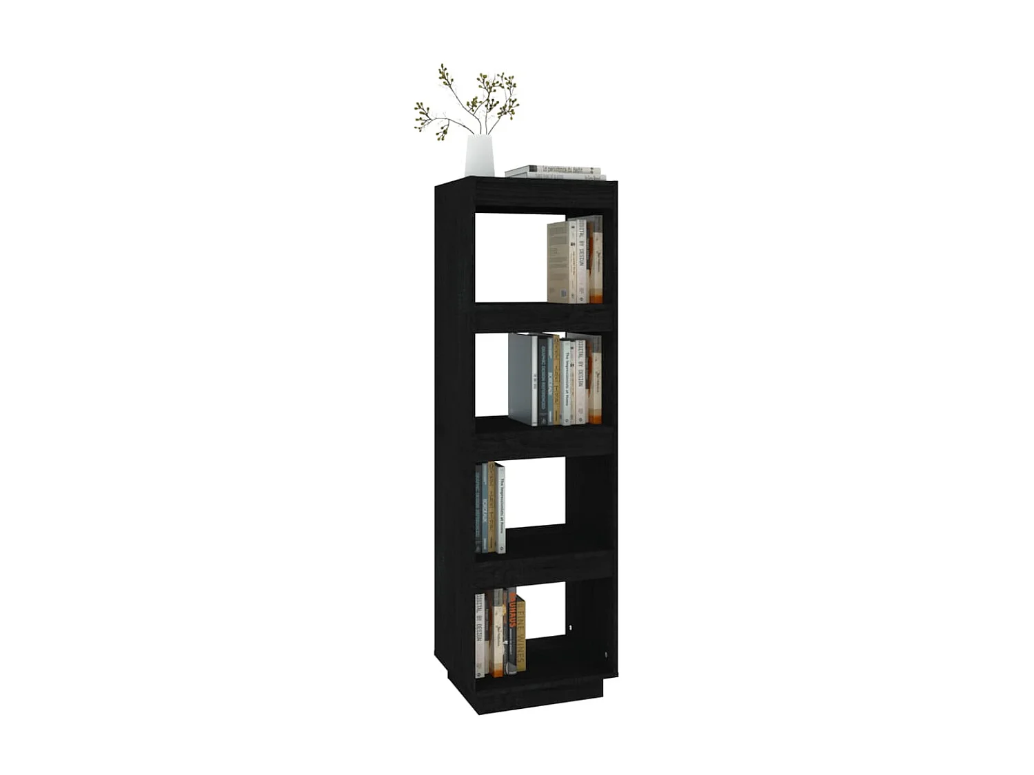 Bibliothèque-Séparateur de pièce Noir 40x35x135 Pin massif