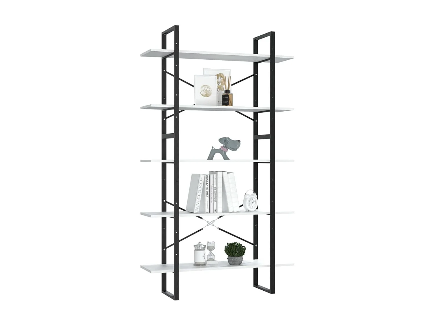 Bibliothèque à 5 niveaux Blanc 100x30x175