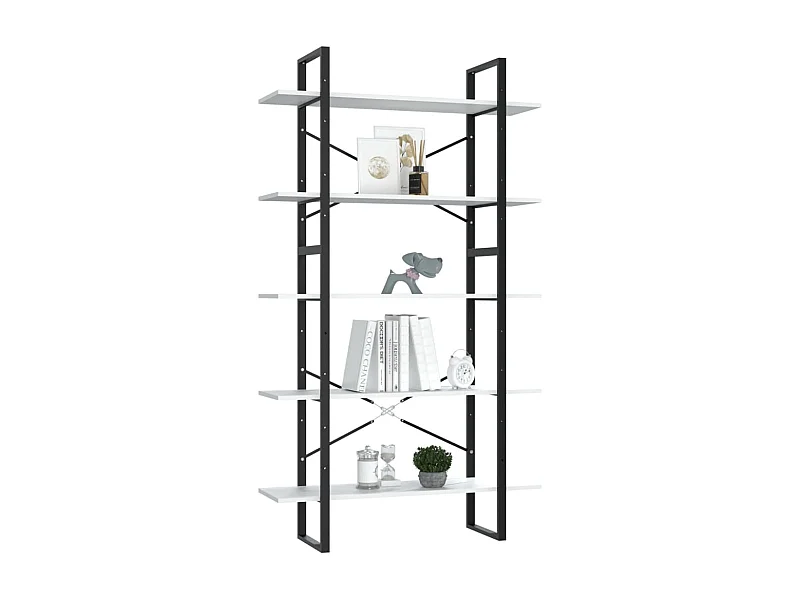 Bibliothèque à 5 niveaux Blanc 100x30x175